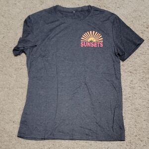 Gray T-Shirt with Sunsets Graphic